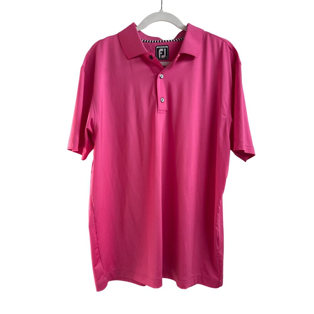 FJ Foot Joy Men’s Hot Pink Performance Polo Golf Shirt Size Large‎ Short Sleeve